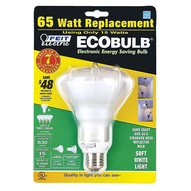 Image 1 15 Watt BR 30 Energy Saving CFL Reflector Light Bulb