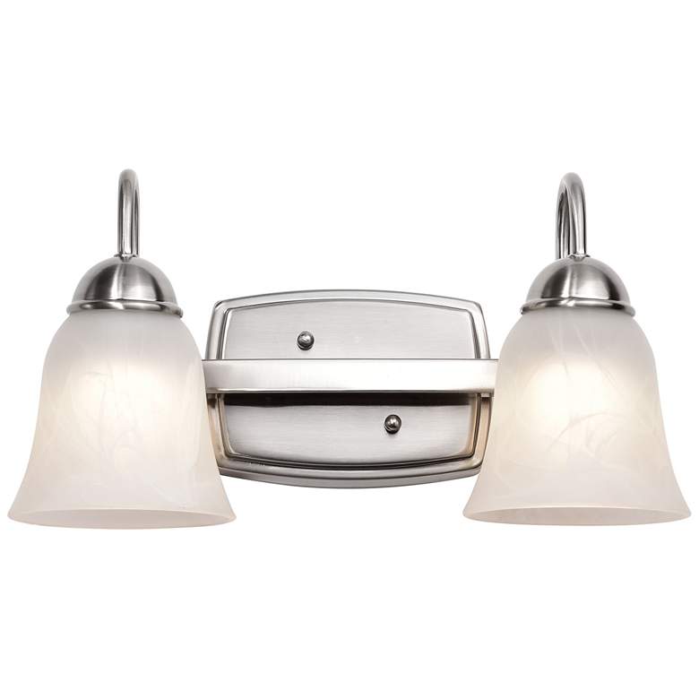 Image 1 15 Watt; LED 2 Light Vanity; 3000K; Brushed Nickel w/ Alabaster Glass