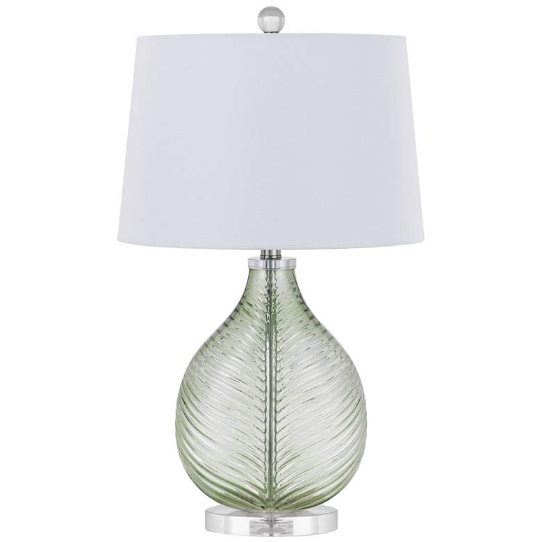 Image 1 150W 3 way Coral glass table lamp with hardback fabric shade