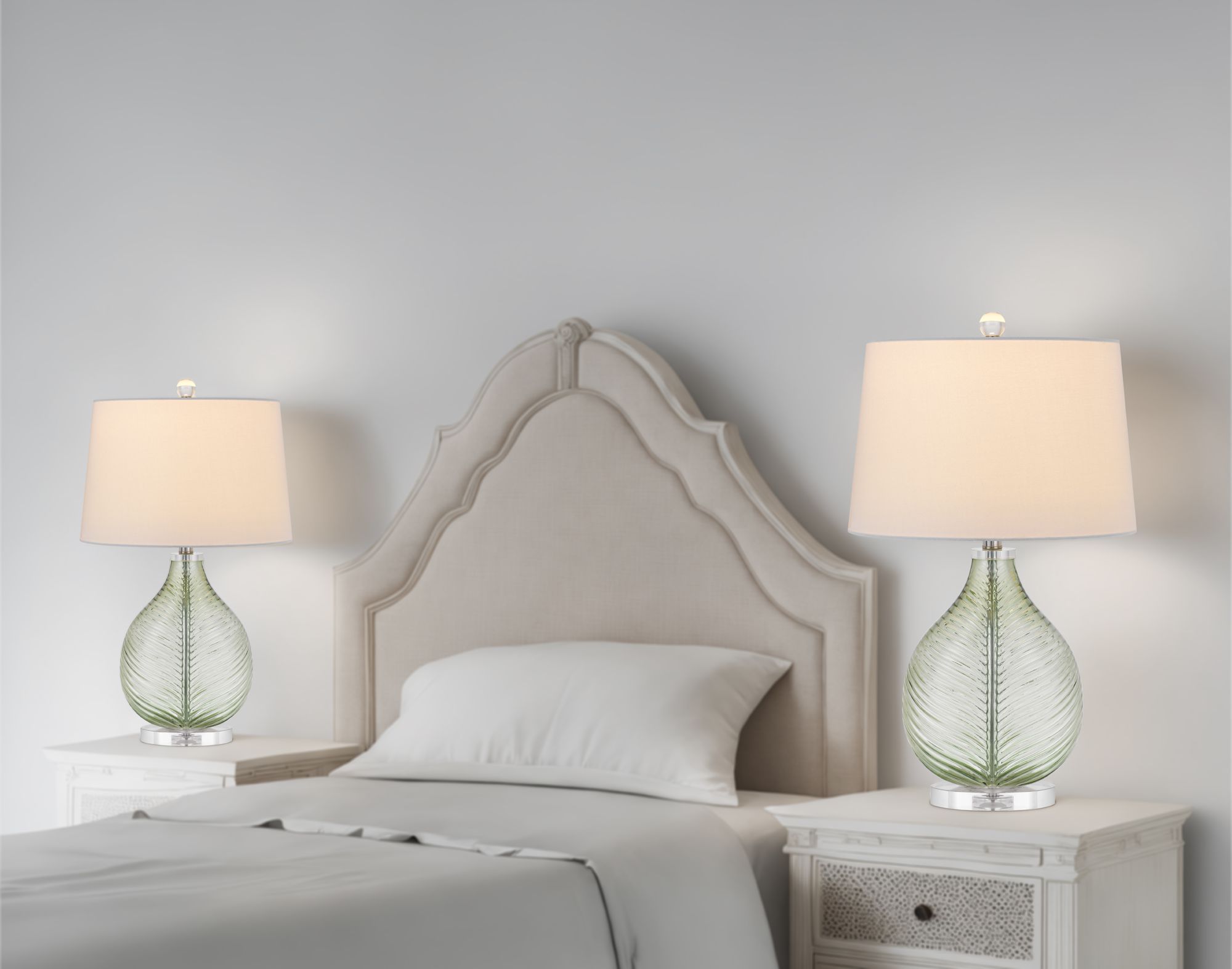 Image 3 150W 3 way Coral glass table lamp with hardback fabric shade more views