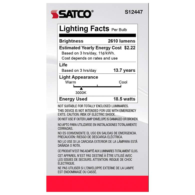 Image 7 150W Equivalent Satco Frost 18.5W LED Dimmable Standard Bulb more views