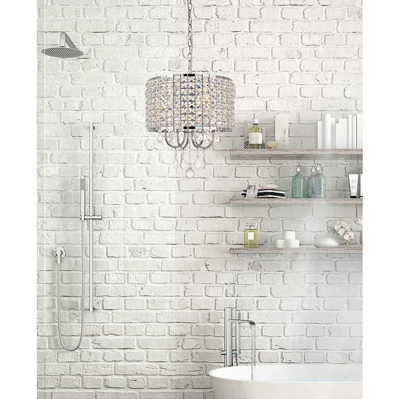 Image 1 Elise 14" Wide Chrome and Crystal Pendant Light in scene