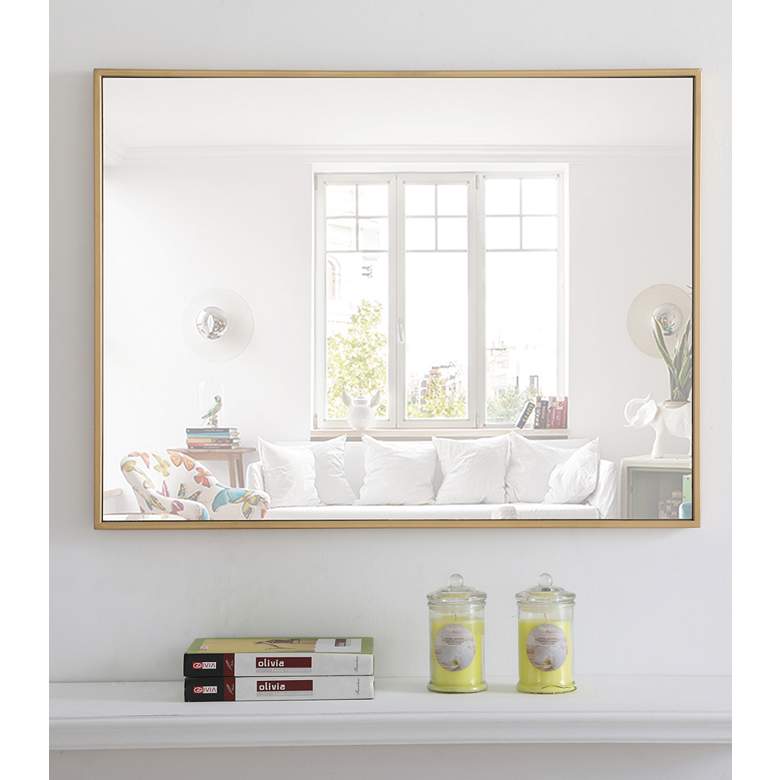 Image 1 Monet Brass Metal 24" x 32" Rectangular Vanity Wall Mirror in scene
