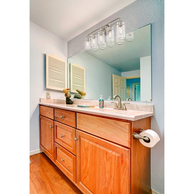 Image 1 Delaney 38" Wide High Brushed Nickel 5-Light Bath Light in scene