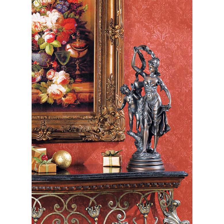 Image 1 Maiden and Cupid 27 inch High Accent Sculpture in scene