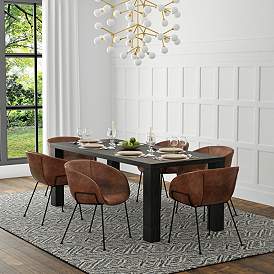 Image1 of Abby 84 1/2" Wide Black Ash Wood Rectangular Dining Table in scene