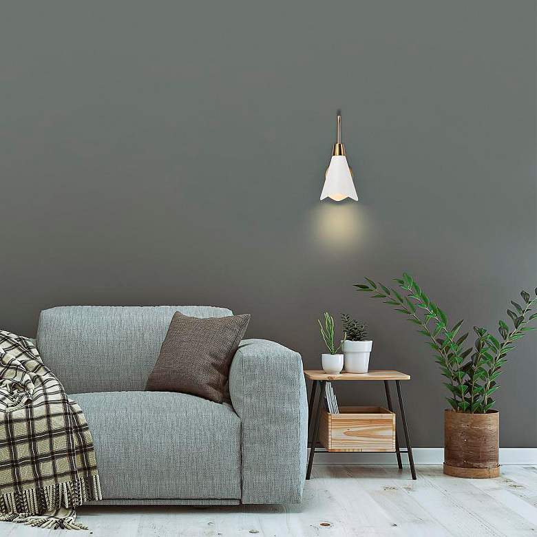 Image 1 Tango 14" High Burnished Brass Wall Sconce in scene