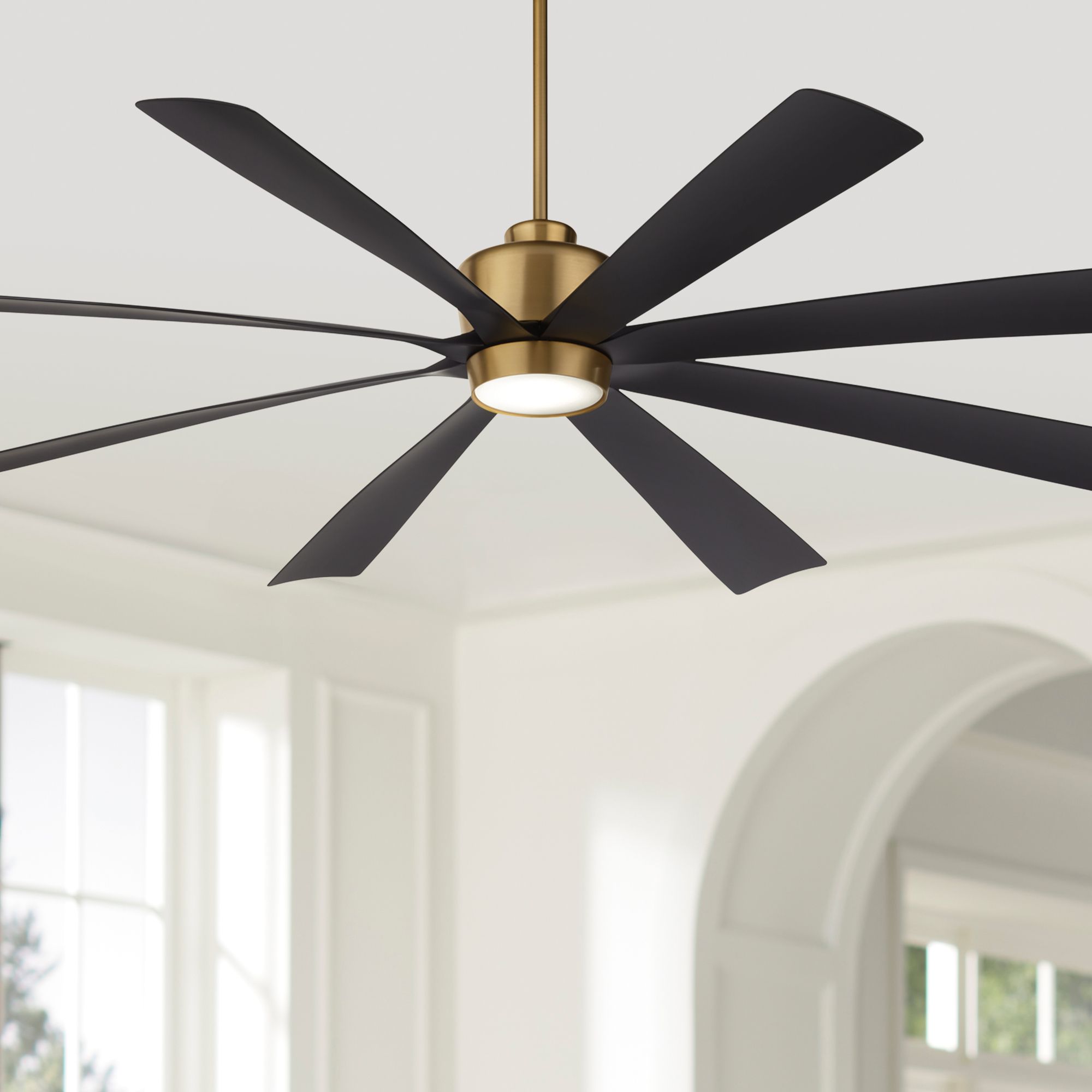Image 1 72" Casa Grande Brass and Black LED Large Ceiling Fan with Remote in scene