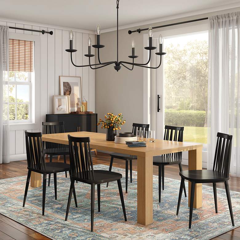 Image 1 Abby 84 1/2" Wide Oak Veneer Wood Rectangular Dining Table in scene