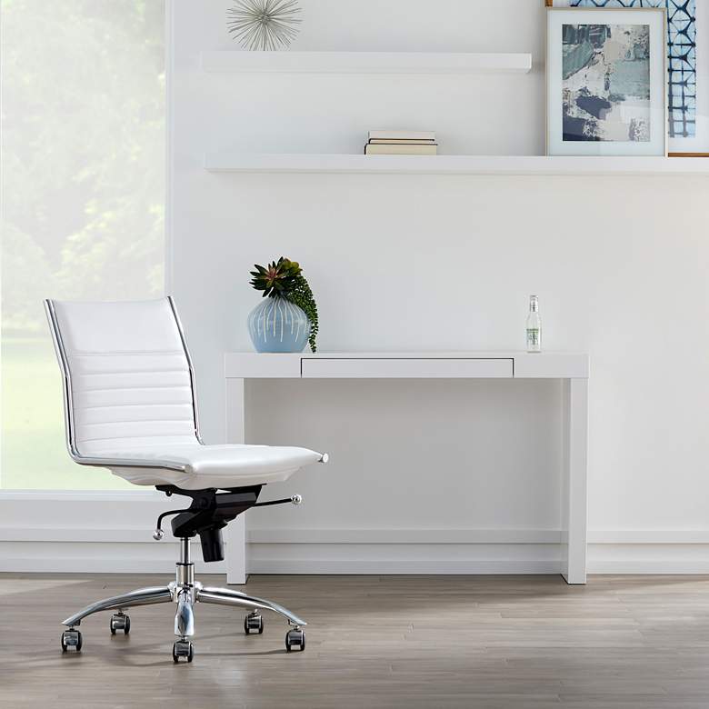 Image 1 Donald 47" Wide Gloss White Console Wood 1-Drawer Table/Desk in scene