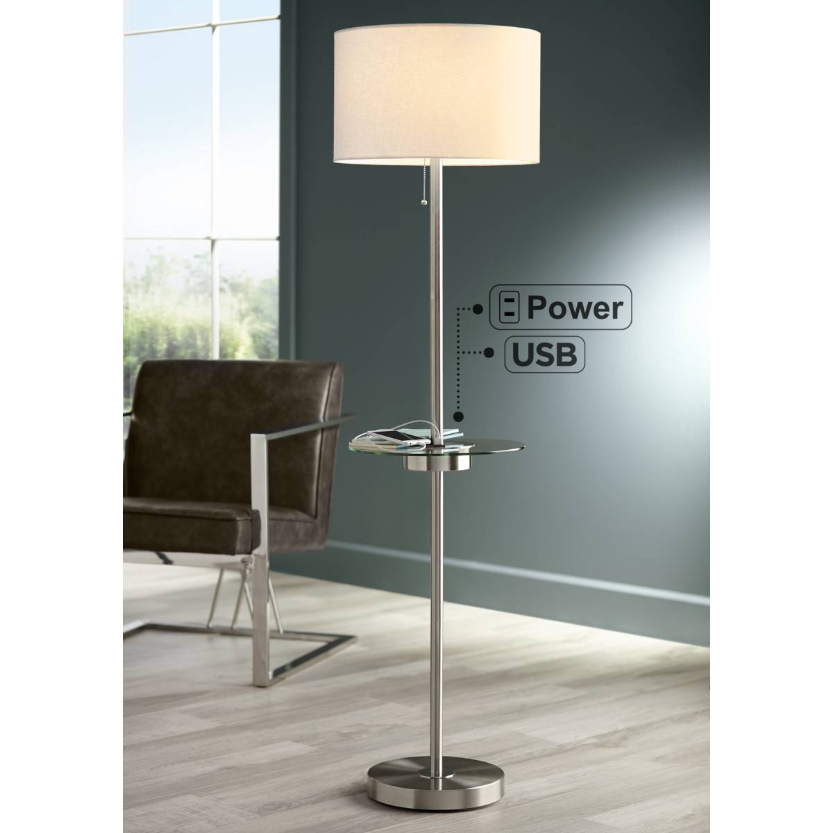 Usb Floor Lamps Plus, End Table Floor Lamp With Usb Port