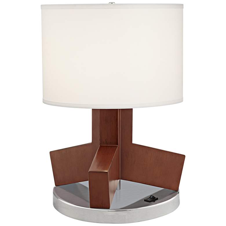 Image 1 15H38 - Walnut and Brushed Nickel Finish Accent Table Lamp