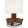 15H38 - Walnut and Brushed Nickel Finish Accent Table Lamp