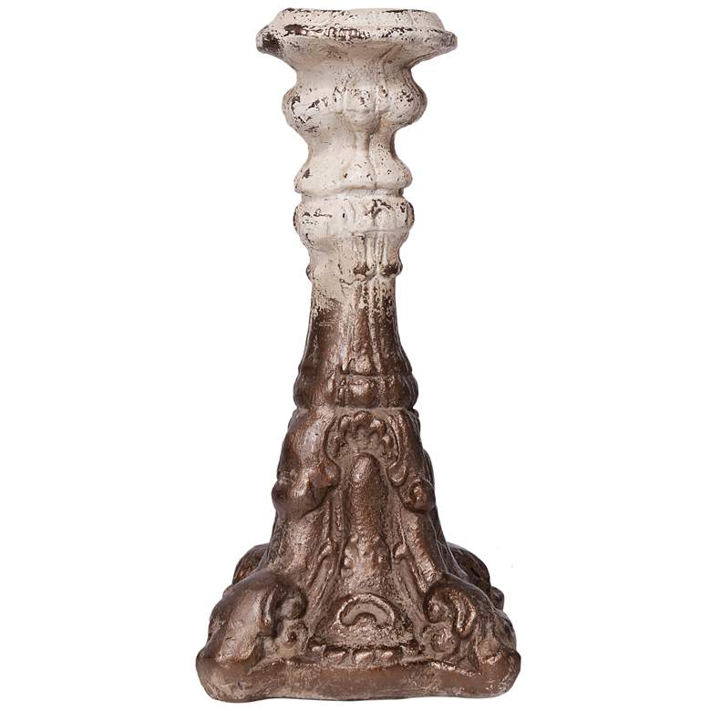 Image 1 16.1" White and Gold Magnesia Candle Holder