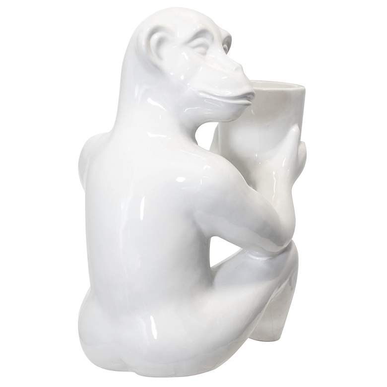 Image 3 16.15" High Chimp White Ceramic Candle Holder Statue more views
