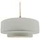 16.25"W Bisque Frame Brushed Brass Large Tier Beige Twisted LED Pendan