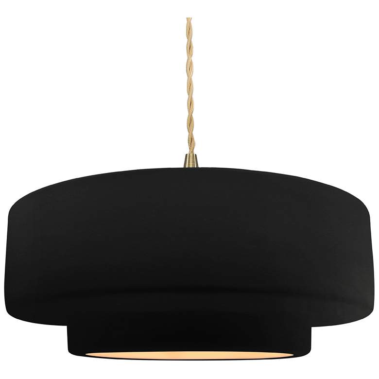 Image 1 16.25"W Carbon/Gold Frame Brushed Brass Large Tier Twisted LED Pendant