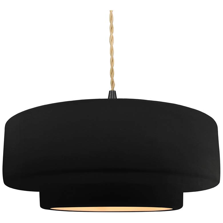 Image 1 16.25"W Carbon/Gold Frame Matte Black Large Tier Beige Twisted LED Pen