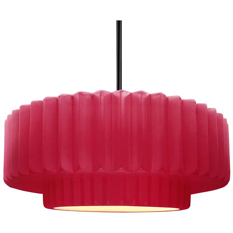 Image 1 16.25"W Cerise Frame Matte Black Large Tier Pleated Rigid Stem Kit Pen