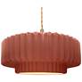 1_16.25"W Clay Frame Brushed Brass Large Tier Pleated Beige Twisted Pend