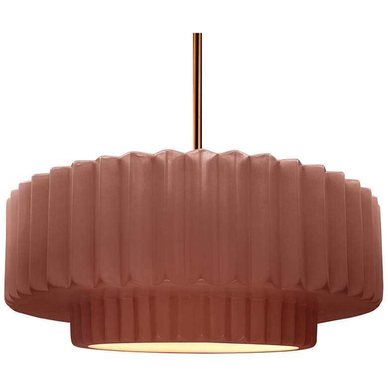 Image 1 16.25"W Clay Frame Polished Brass Large Tier Pleated Rigid Stem Kit Pe