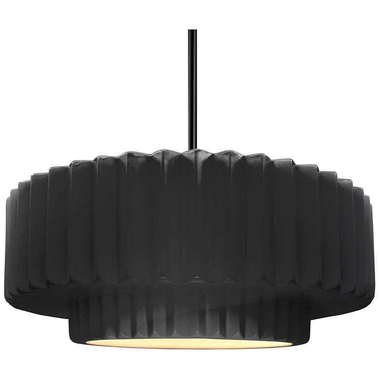 Image 1 16.25"W Gloss Black/White Frame Matte Black Large Tier Pleated Stem Pe