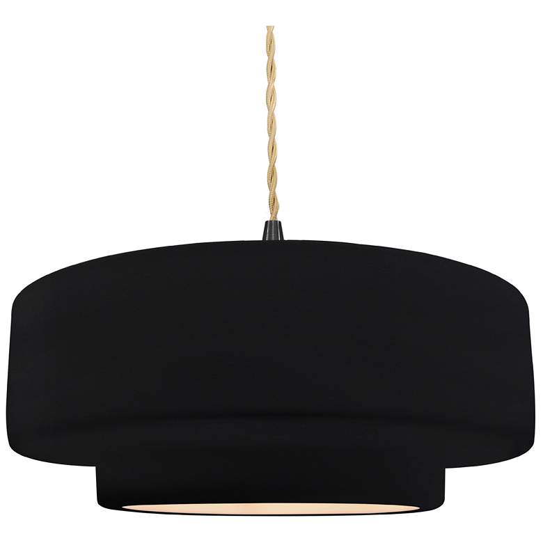 Image 1 16.25"W Gloss Black/White Frame Matte Black Large Tier Twisted LED Pen