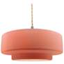 1_16.25"W Gloss Blush Frame Nickel Large Tier Beige Twisted LED Pendant