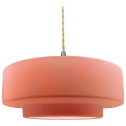 16.25"W Gloss Blush Frame Nickel Large Tier Beige Twisted LED Pendant