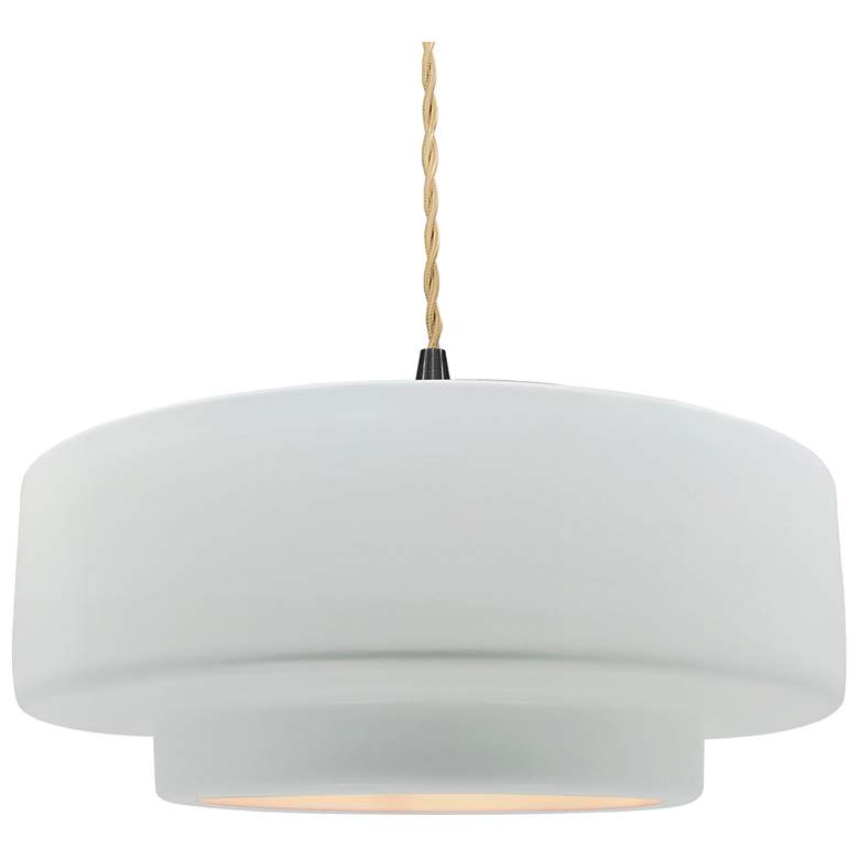 Image 1 16.25"W Gloss White Sided Frame Matte Black Large Tier Twisted Pendant