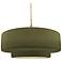 16.25"W Matte Green Frame Brushed Brass Large Tier Twisted LED Pendant