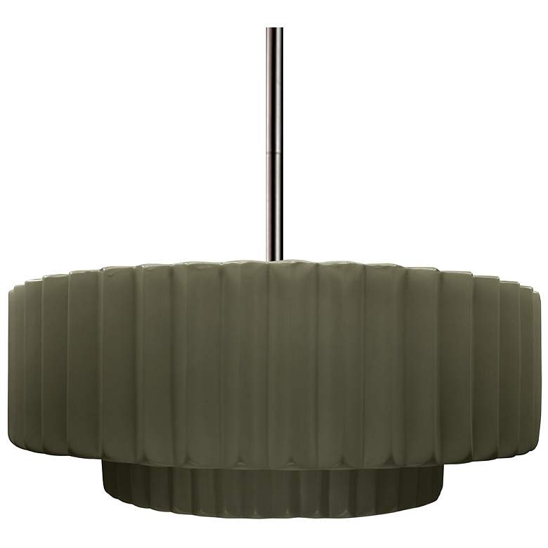 Image 1 16.25"W Matte Green Frame Nickel Large Tier Pleated Rigid Stem Kit Pen