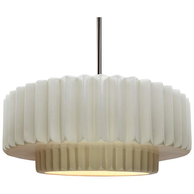 Image 1 16.25"W Matte White Frame Nickel Large Tier Pleated Rigid Stem Kit Pen