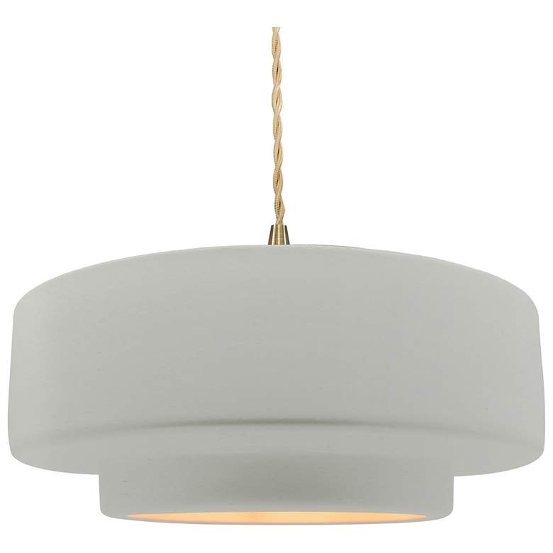 Image 1 16.25"W Matte White/Gold Frame Brushed Brass Large Tier Twisted LED Pe