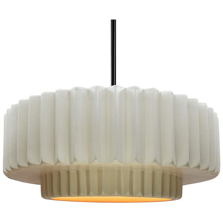 Image 1 16.25"W Matte White/Gold Frame Matte Black Large Tier Pleated Stem Pen
