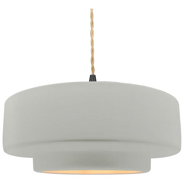 Image 1 16.25"W Matte White/Gold Frame Matte Black Large Tier Twisted LED Pend