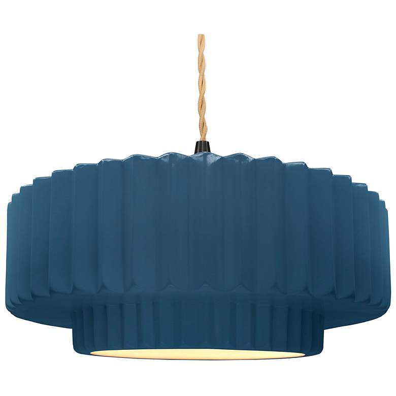 Image 1 16.25"W Midnight/White Frame Matte Black Large Tier Pleated Twisted Pe
