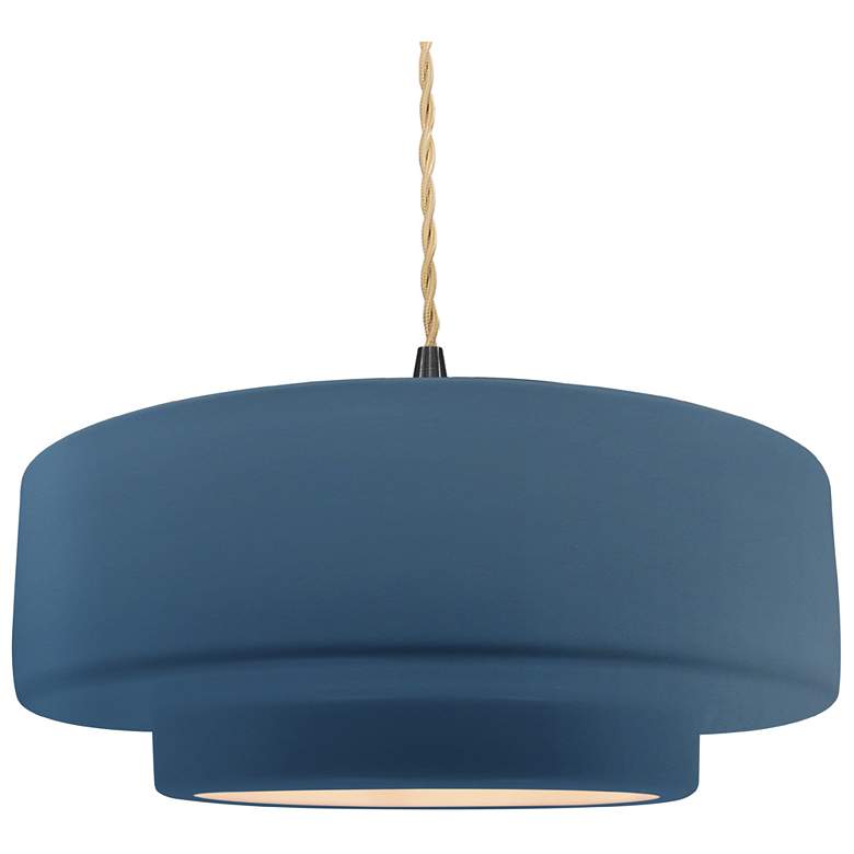 Image 1 16.25"W Midnight/White Frame Matte Black Large Tier Twisted LED Pendan