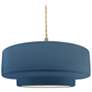 1_16.25"W Midnight/White Frame Nickel Large Tier Beige Twisted LED Penda