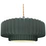 1_16.25"W Pewter Green Frame Nickel Large Tier Pleated Beige Twisted Pen