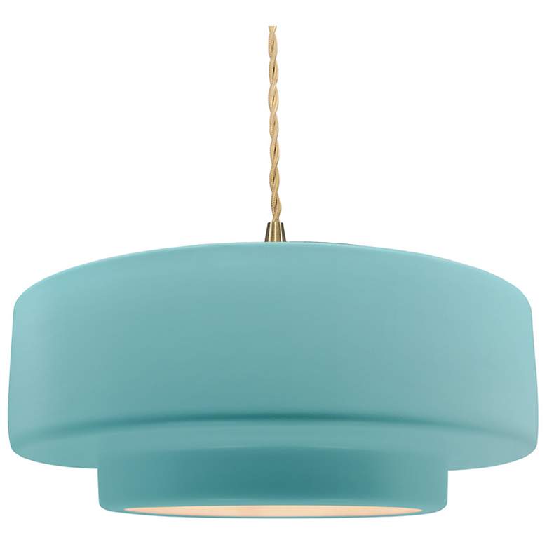 Image 1 16.25"W Reflecting Pool Frame Brushed Brass Large Tier Twisted Pendant