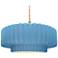 16.25"W Sky Blue Frame Brushed Brass Large Tier Pleated Twisted LED Pe