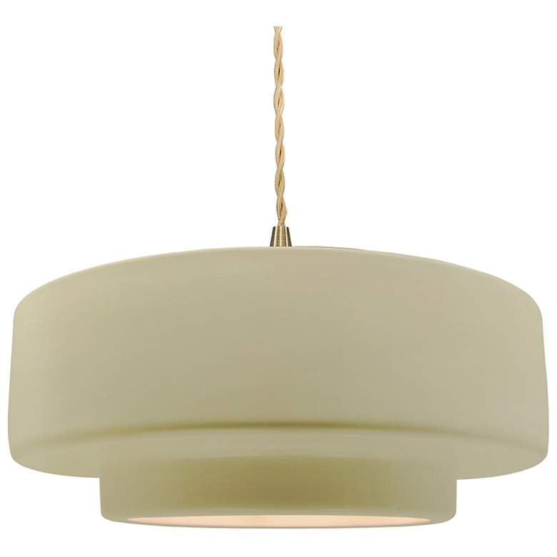 Image 1 16.25"W Vanilla Gloss Frame Brushed Brass Large Tier Beige Twisted Pen