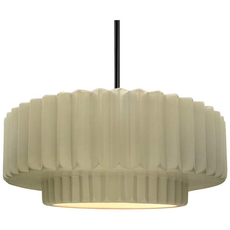 Image 1 16.25"W Vanilla Gloss Frame Matte Black Large Tier Pleated Stem LED Pe