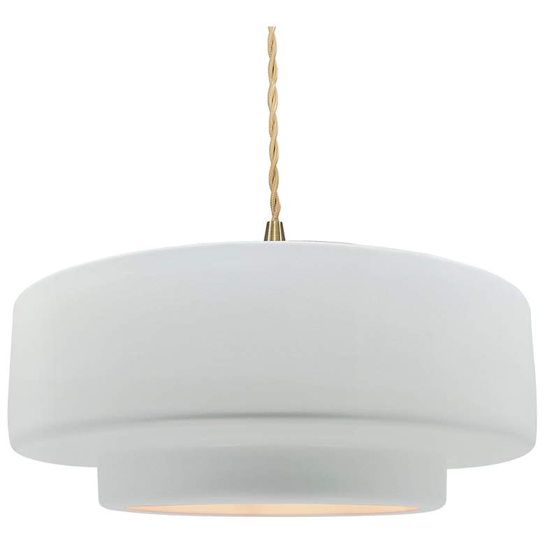 Image 1 16.25"W White Sided Frame Brushed Brass Large Tier Twisted LED Pendant