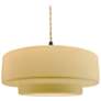 1_16.25"W Yellow Frame Matte Black Large Tier Beige Twisted LED Pendant
