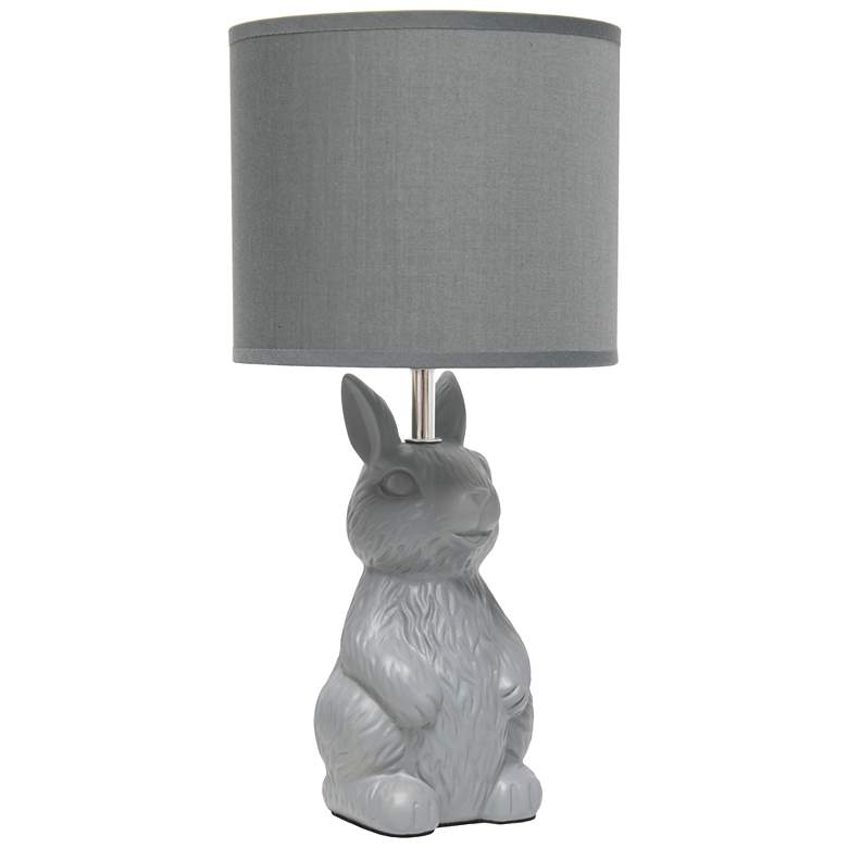 Image 1 16.33" Perched Bunny Rabbit Table Lamp, Kids Room, Gray
