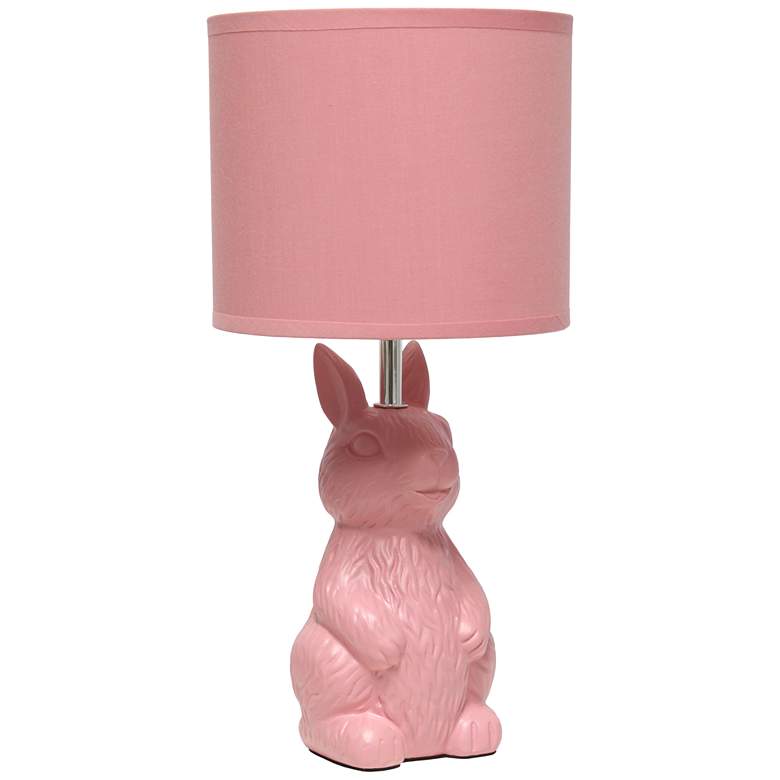 Image 1 16.33" Perched Bunny Rabbit Table Lamp, Kids Room, Pink