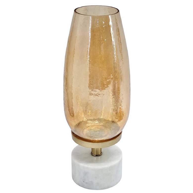 Image 1 16.5" Gold Luster & White Glass & Marble Hurricane