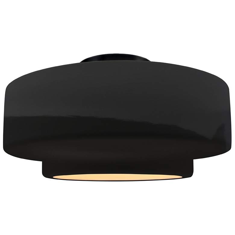 Image 1 16.5"W Gloss Black/White Frame Matte Black Large Tier LED Semi.Flush